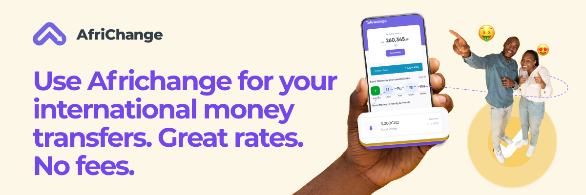 Use Africhange for your international money transfers. Great rates. No fees.
