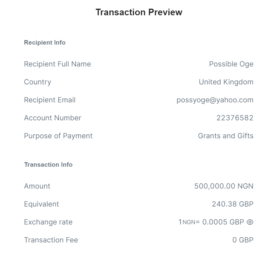 Preview and Confirm your transaction before sending