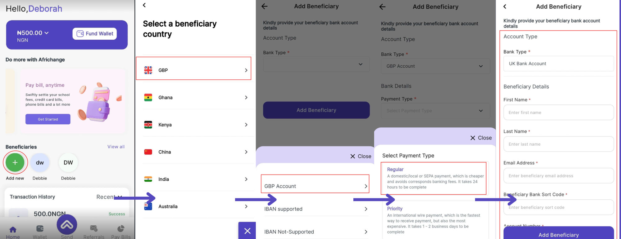 Add a UK Beneficiary